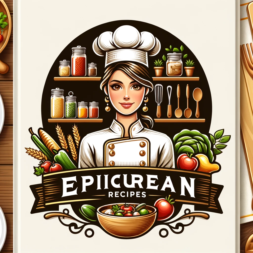 Cropped DALL·E 2024 01 13 20.06.14 A Logo Design For A Facebook Recipe Page Called Epicurean Recipes Inspired By A Professional Kitchen Environment. The Logo Should Feature A Stylize 